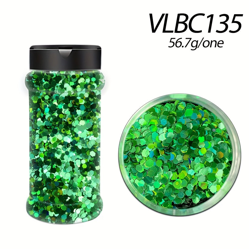 1pc Mixed Chunky Holographic Glitter for Crafts, Nails, DIY - 2oz Bottle