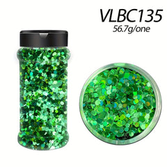 1pc Mixed Chunky Holographic Glitter for Crafts, Nails, DIY - 2oz Bottle