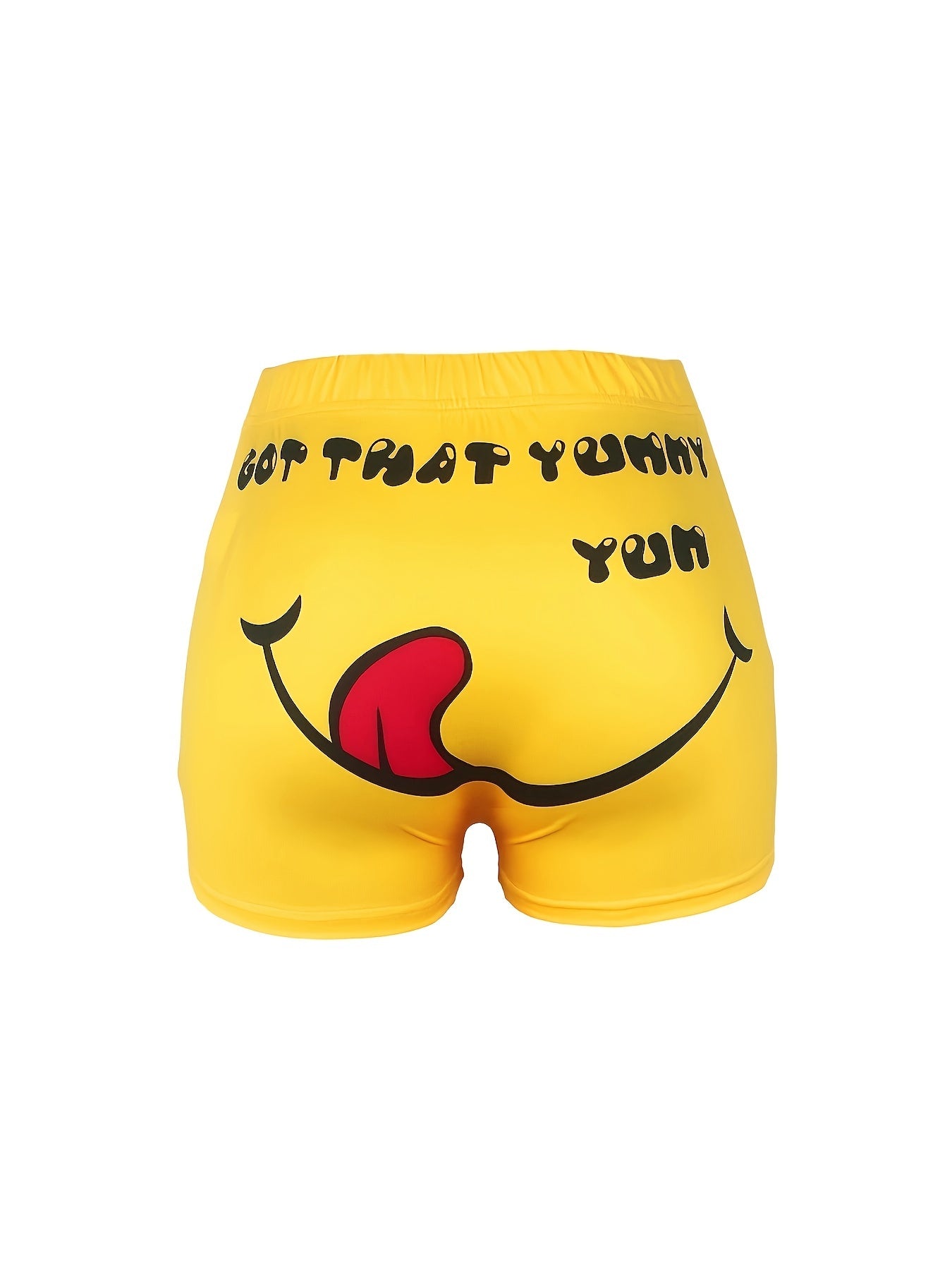 Casual Shorts Women's Funny Face & Letter Print Elastic High Rise