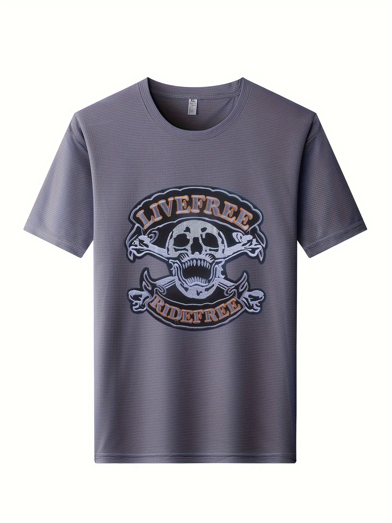 Skeleton Motorcycle Print Men's Quick Dry T-shirt