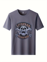 Skeleton Motorcycle Print Men's Quick Dry T-shirt