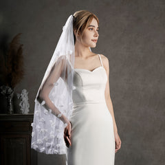 3D Floral Bridal Veil with Accents