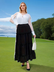 Solid Elastic High Rise Maxi Skirt
