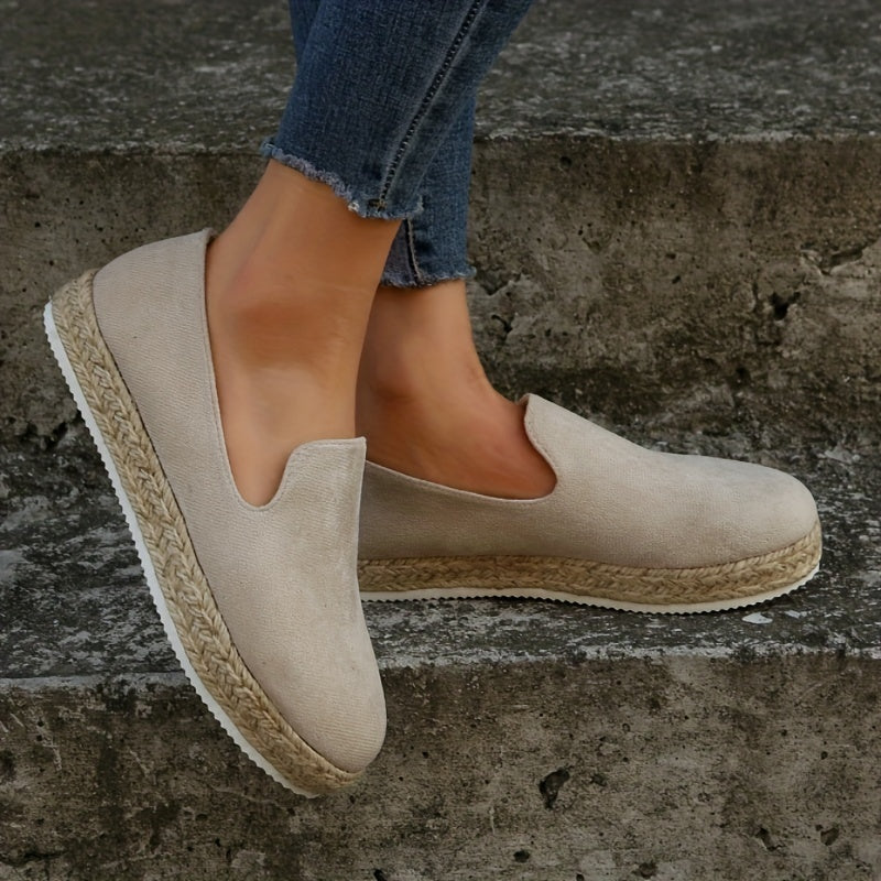 Women's Espadrille Flat Loafers Casual Slip On Soft Sole Shoes