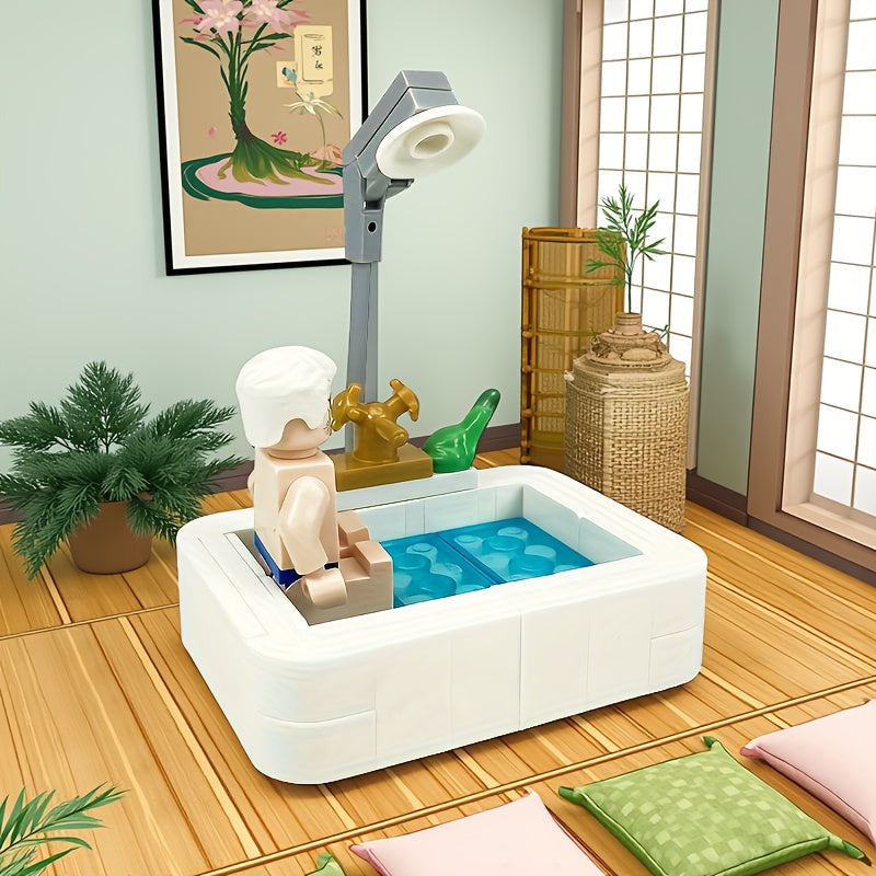 Small Block MOC Bathroom Tub DIY Toilet Toy