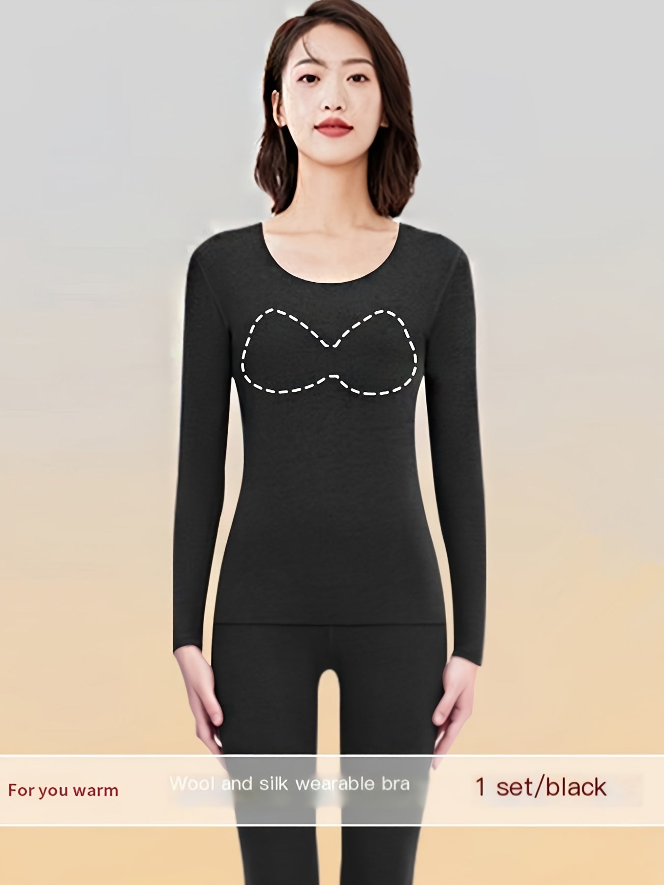Women's Thermal Underwear Set Long Sleeve Crew Neck Tops & Pants
