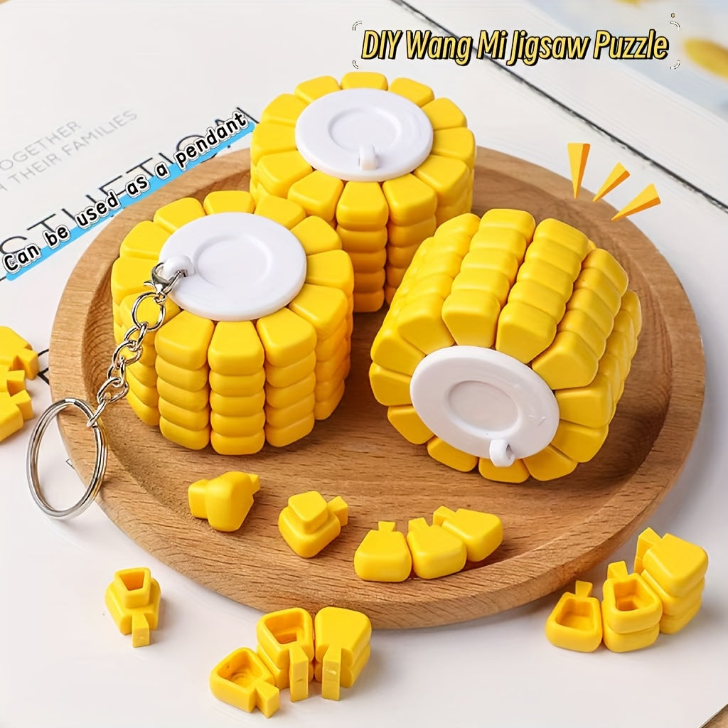 DIY Artificial Jade Rice Puzzle Assembly Toy Keychain Gift
