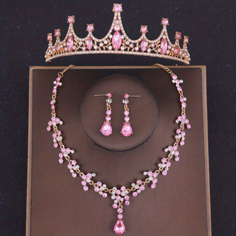 Crystal Crop Necklace And Earrings Set Bridal Jewelry Accessories