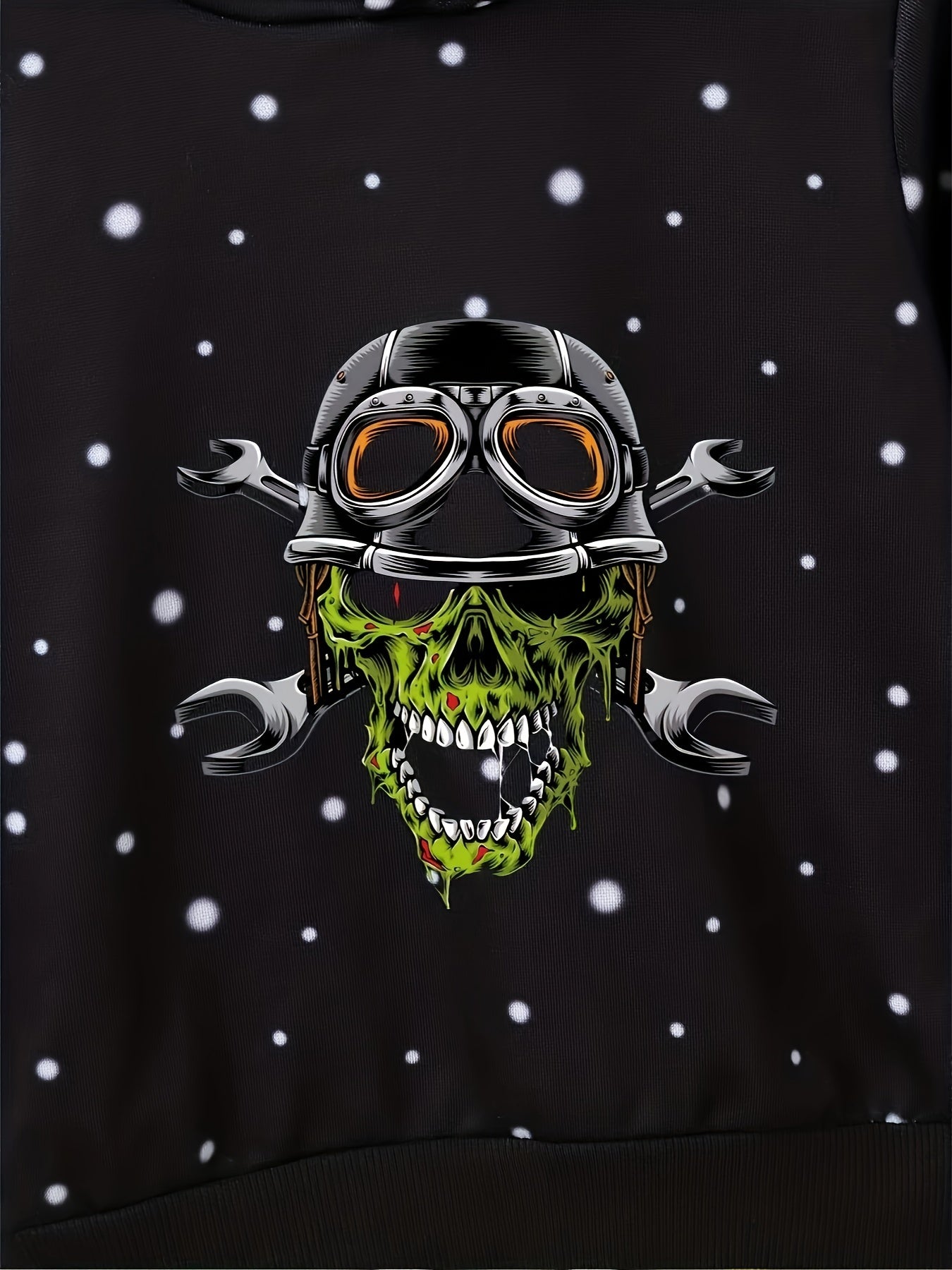 Skull Print Boys Casual Pullover Long Sleeve Hoodie