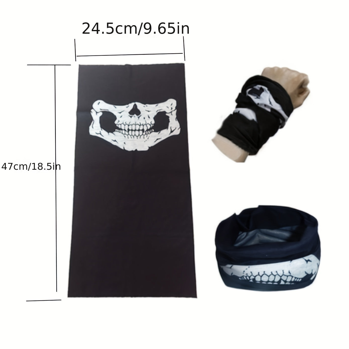 Bicycle Ski Skull Half Face Mask Ghost Scarf Neck Warmer Halloween Props