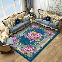 Large Floral Area Rug Oriental Non-slip Velvet Plush Vintage Shaggy Washable
