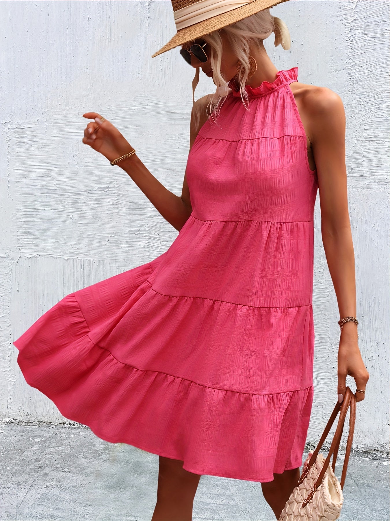 Ruched Sleeveless Dress Tiered Women's Clothing