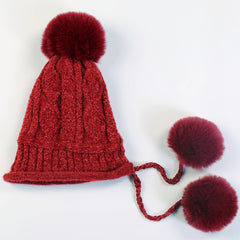 Women's Thermal Knit Cap Winter Beanie with Ear Protection