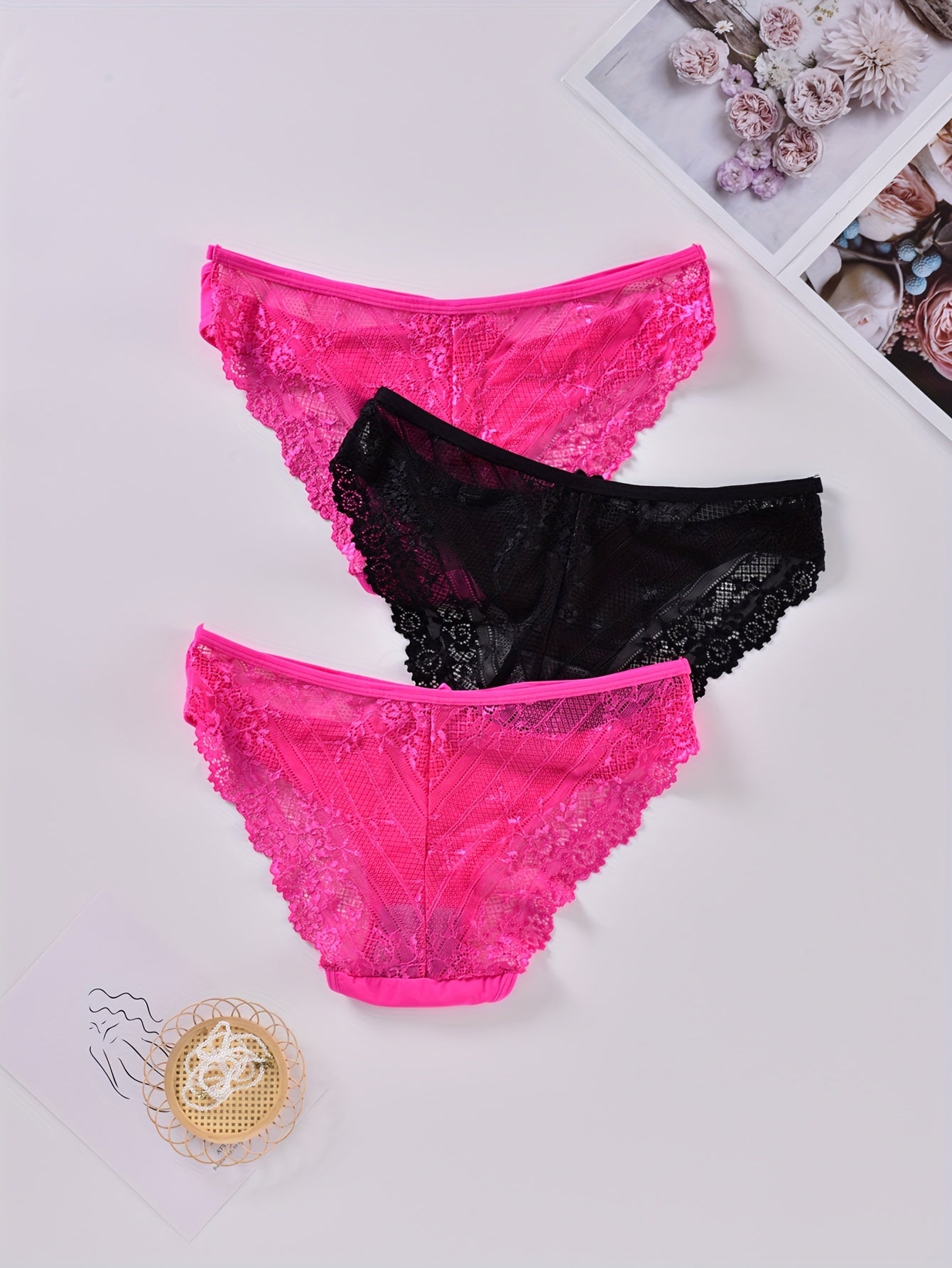 3 Pack Plus Size Sexy Panties Set Women's Plus Pin Dot Print Briefs