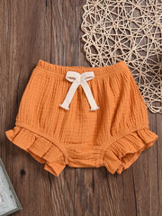 Baby Girls Elastic Waist Ruffle Trim Shorts
