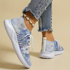 Women's Ink Print Mesh Sneakers Breathable Soft Sole Running Shoes