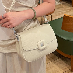 Stylish Large Capacity Leather Crossbody Bag in Khaki