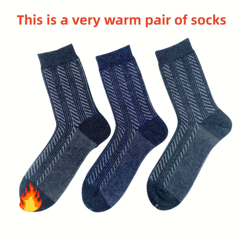 Men's Thick Wool Crew Socks, Winter Warm Velvet, Non-slip, Sweat-absorbent