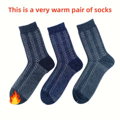 Men's Thick Wool Crew Socks, Winter Warm Velvet, Non-slip, Sweat-absorbent