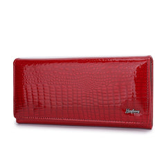 Women's Bi-fold Crocodile Print Leather Wallet
