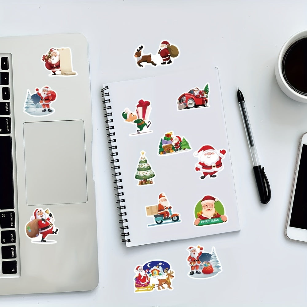 50 Christmas Stickers for Motorcycle Helmet & Water Cup, Waterproof & Durable