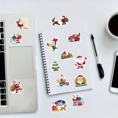 50 Christmas Stickers for Motorcycle Helmet & Water Cup, Waterproof & Durable