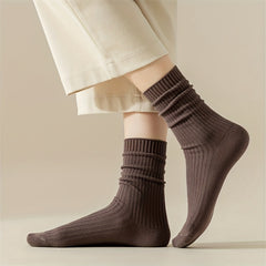 7 Pairs Ribbed Crew Socks Comfy & Breathable Women's Stockings