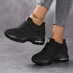 Women's Air Cushion Platform Sneakers with Hidden Heel