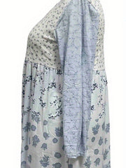 Floral Print Colorblock Maxi Dress