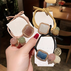 3pcs Beaded Hair Elastics Ties Stretchy Rubber Bands Ponytail Holder Girls