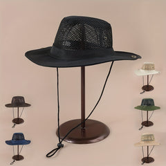 Breathable Mesh Bucket Hat Solid Foldable Sun Hat For Men And Women