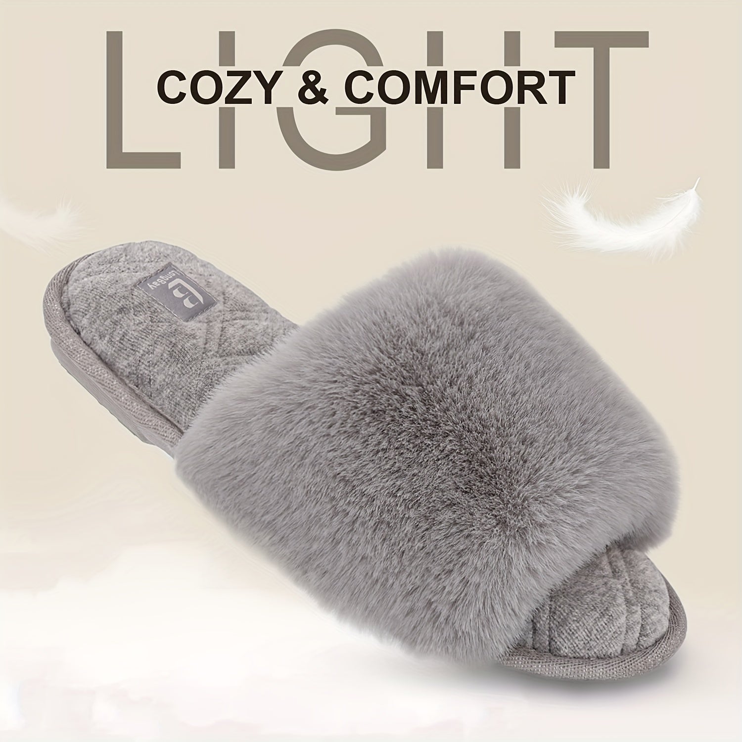 Women's Fluffy Slide Slippers Comfy Round Open Toe Slip On House Shoes