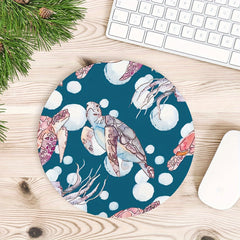 Sea Turtle Round Mouse Pad Non Slip Rubber Base Mousepad