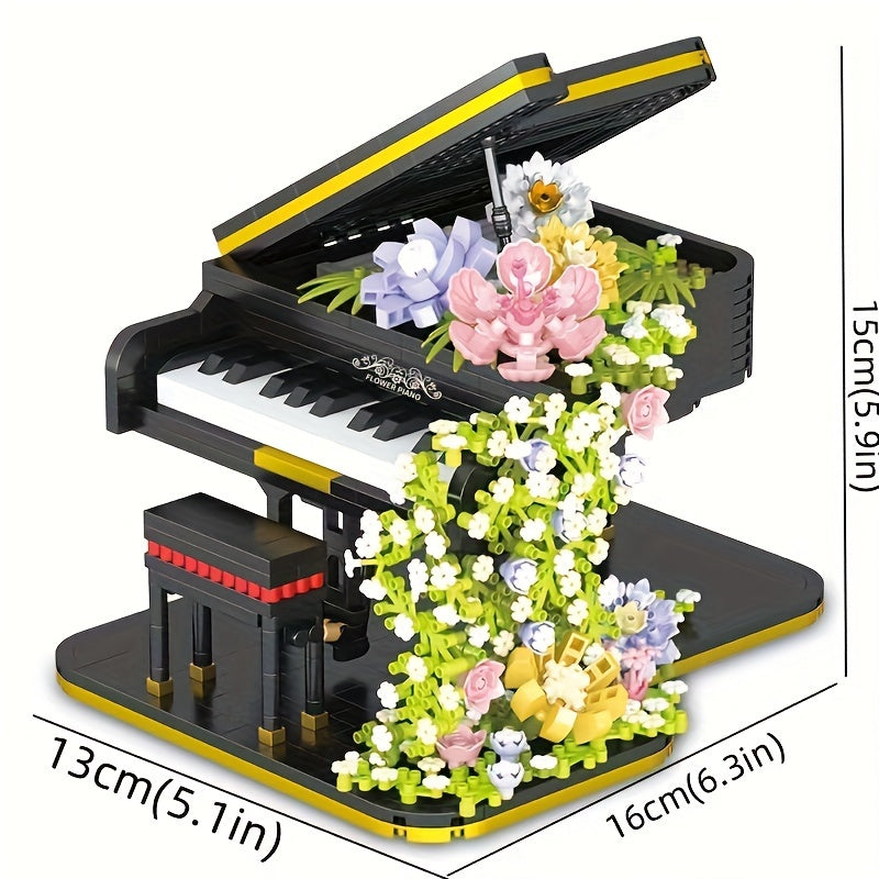 Particle Building Blocks Flower Piano Decoration Model