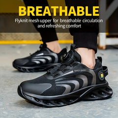 Men's Knitted Work Sneakers No Tie Chunky Breathable Shoes