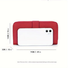 Women's Double Layer Leather Wallet Zippered Phone Holder Light Brown