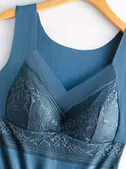 Lace Thermal Top V Neck Sleeveless Soft Comfort Women's Lingerie
