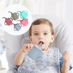 Baby Silicone Straw Cup 180ml Drop Proof Leak-proof Children's Learning Cup