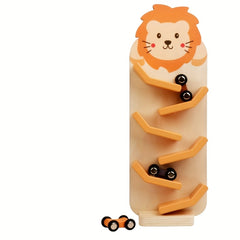 Colorful Wooden Lion Slide Track Toy for Kids