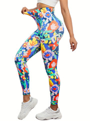 Print High Waist Tummy Control Fitness Pants Quick Dry Yoga Leggings