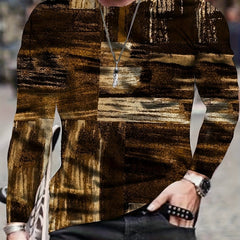 Vintage Print Men's Long Sleeve Tee For Autumn