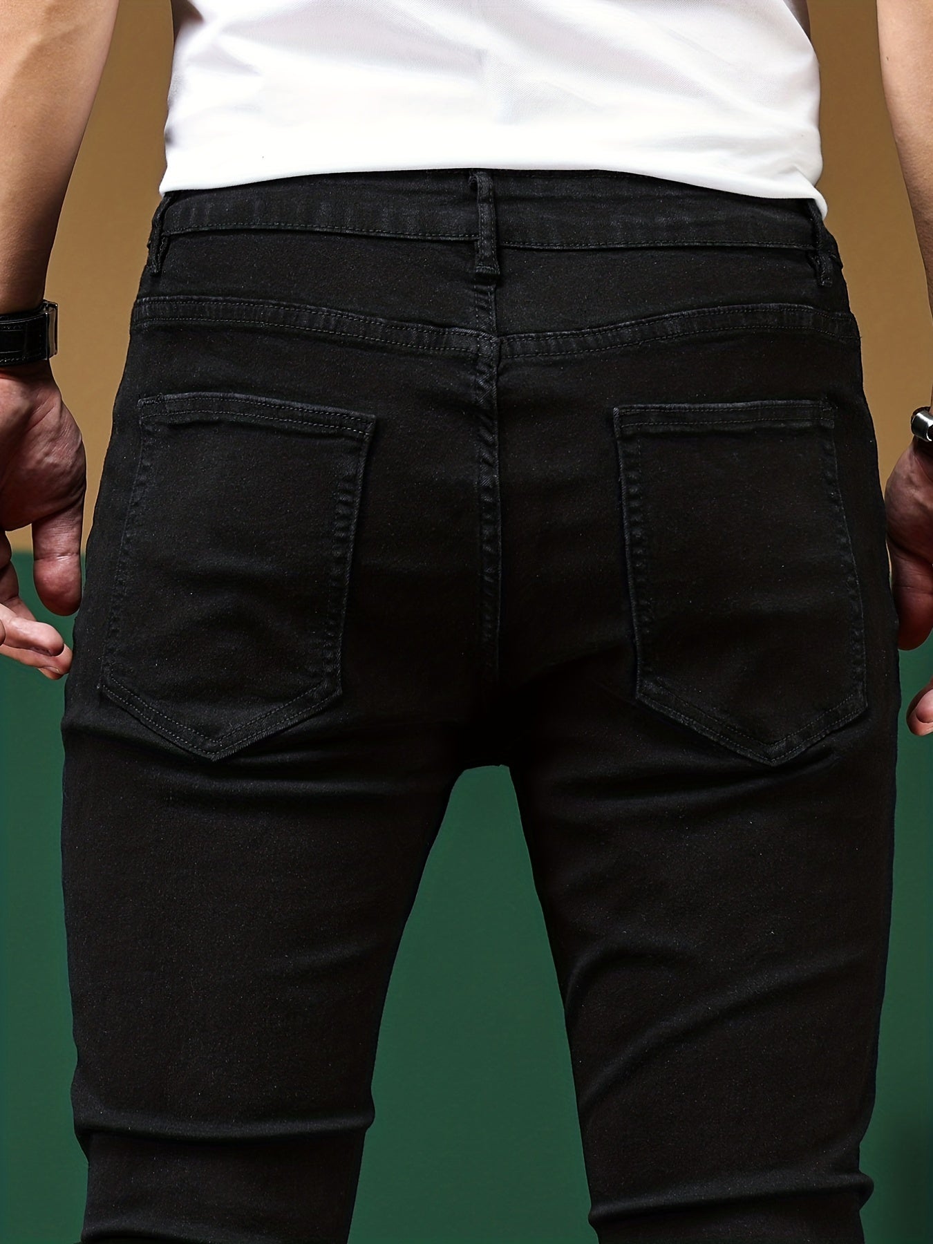 Mens Stretch Ripped Jeans Casual Street Style Denim Pants