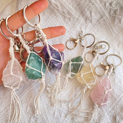 4pcs Amethyst Raw Stone Key Chain Pendant