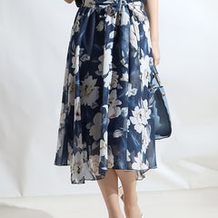 Floral Print Midi Skirt Vacation Casual Skirt