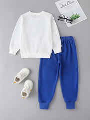 Boys Bear Print Sweatshirt & Pants Set for Spring/Autumn