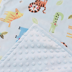 Cute Kids' Beanie Blanket with Lion & Elephant Print