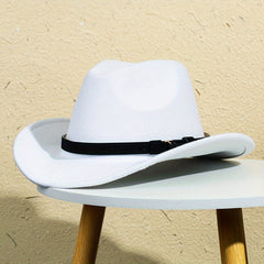 Warped Brim Woolen Jazz Hat British Style Top Hat Belt Decoration