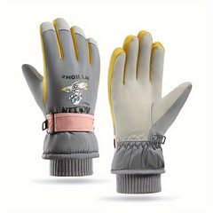 Kids' Winter Skiing Gloves Waterproof Snow Playing Cartoon Outdoor Gloves