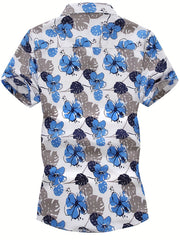 Men's Floral Pattern Lapel Short Sleeve Hawaii Shirt