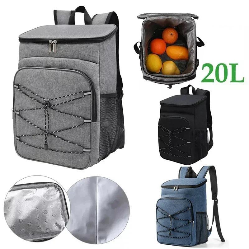 20L Insulated Lunch Backpack Thermal Food Carrier Multiple Compartments Grey Nav